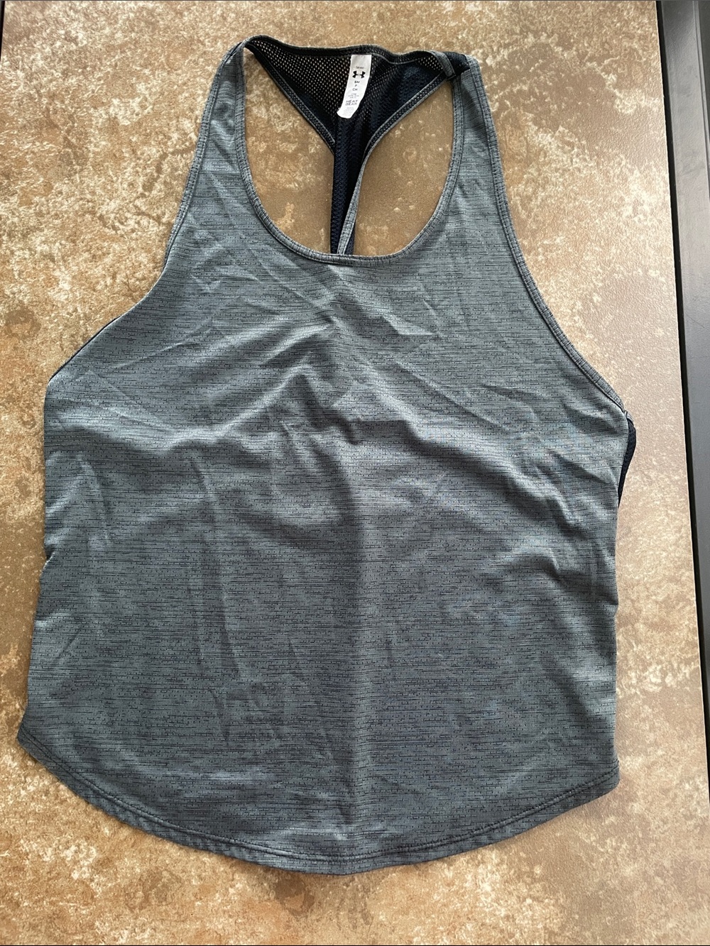 Under Armour Heat Gear Dark Gray/Black Racerback Tank Small